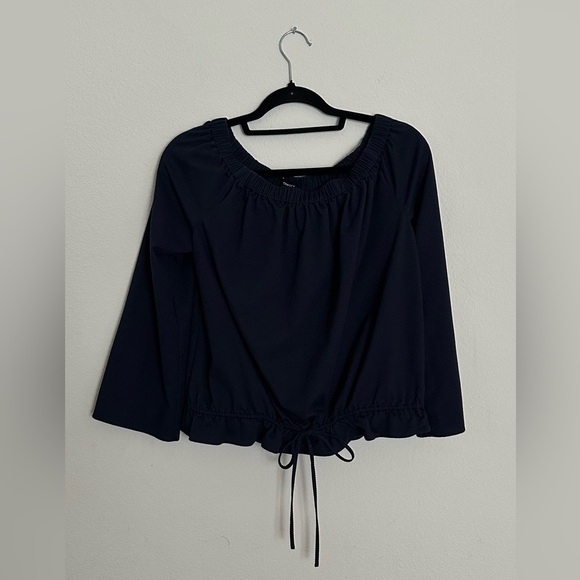 Theory Elegant Black Off-Shoulder Blouse - Picture 5 of 14